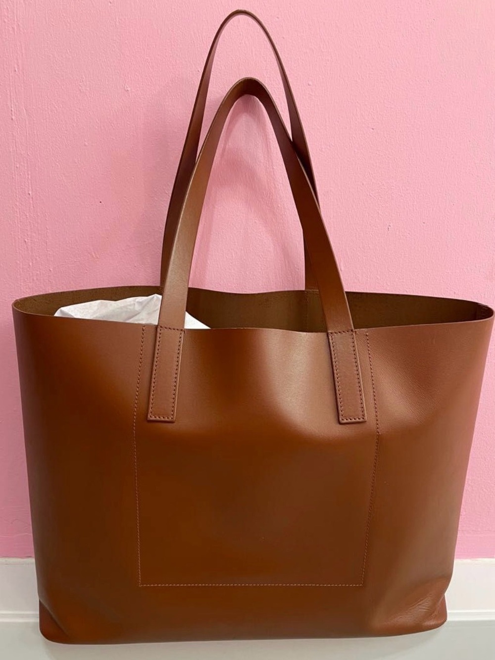 Everlane Italian Leather Market Day Tote XL with Shoulder Straps Cognac EUC - Picture 6 of 8